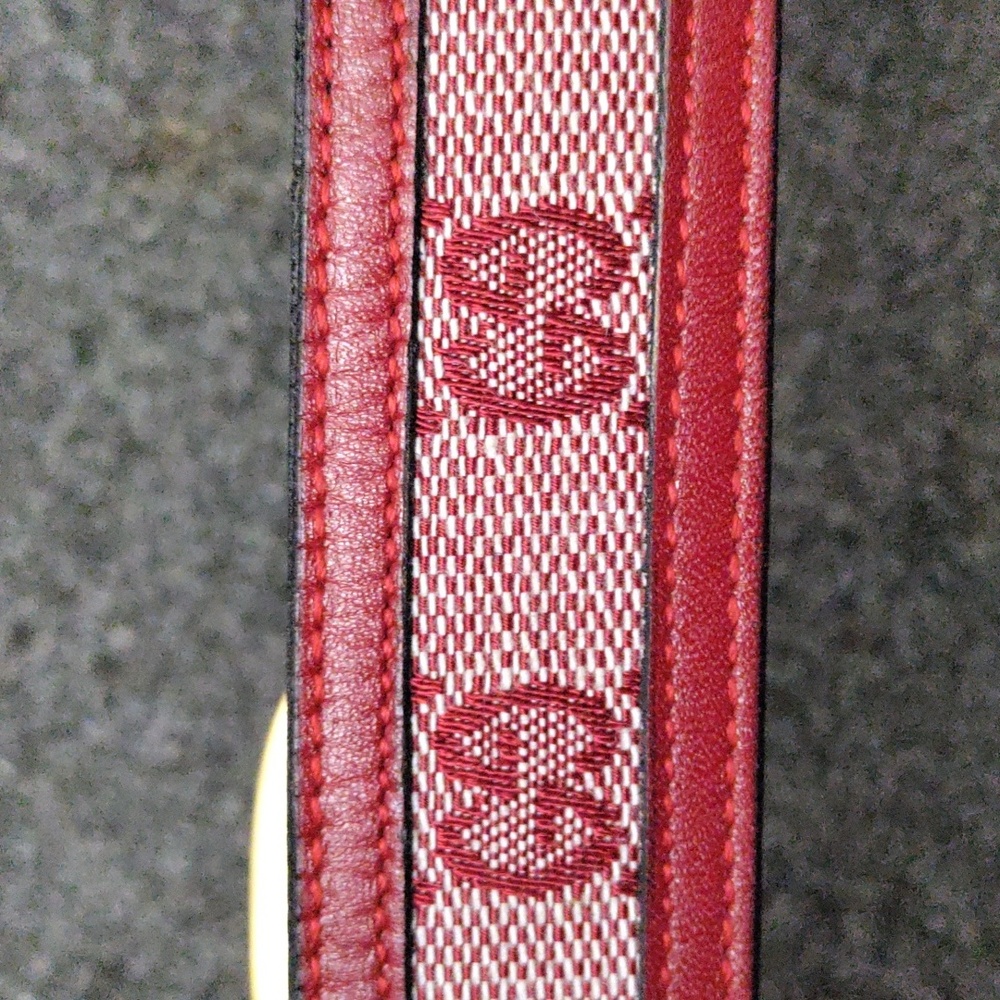 Gucci GG Red Canvas Belt with Gold/Silver Buckle - Picture 3 of 6
